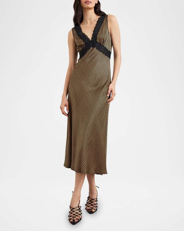 Simona Lace-Trim Midi Slip Dress